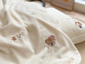 bear embroidery bed linen set | クマ刺繍ベットリネン4点セット