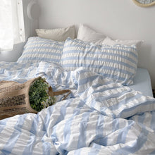 画像をギャラリービューアに読み込む, milk blue border bed linen set | ミルクブルーボーダーベッドリネンセット
